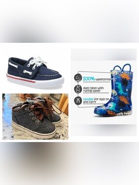 Bundle of 3 Baby Size 5 Shoes | Sperry Boat | Rain Boots | Casual Sneakers